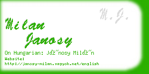 milan janosy business card